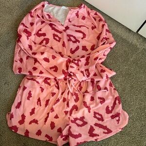 Pink Cheetah 🐆 Print Waffle PJ Set